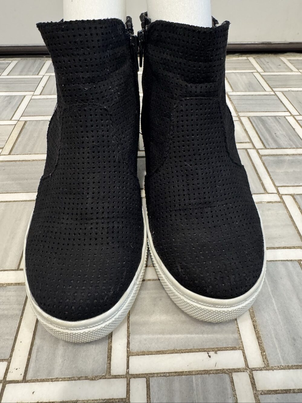 Women’s Brash Perforated Hidden Wedge Sneaker Booties - Black - Size 9.5